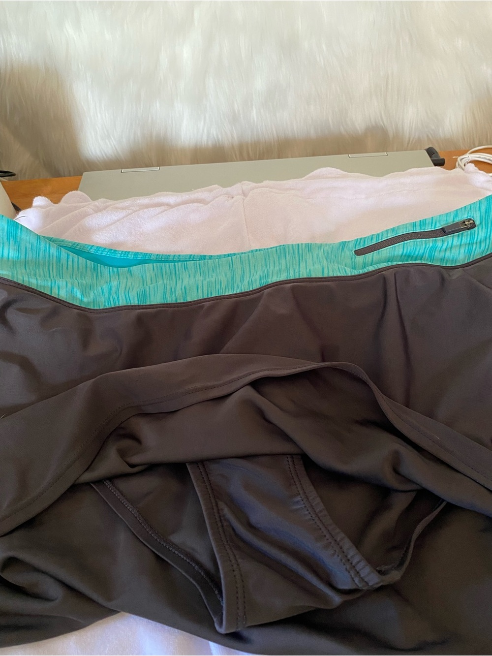 Women’s Swim Bottoms in Teal Accent and Brown